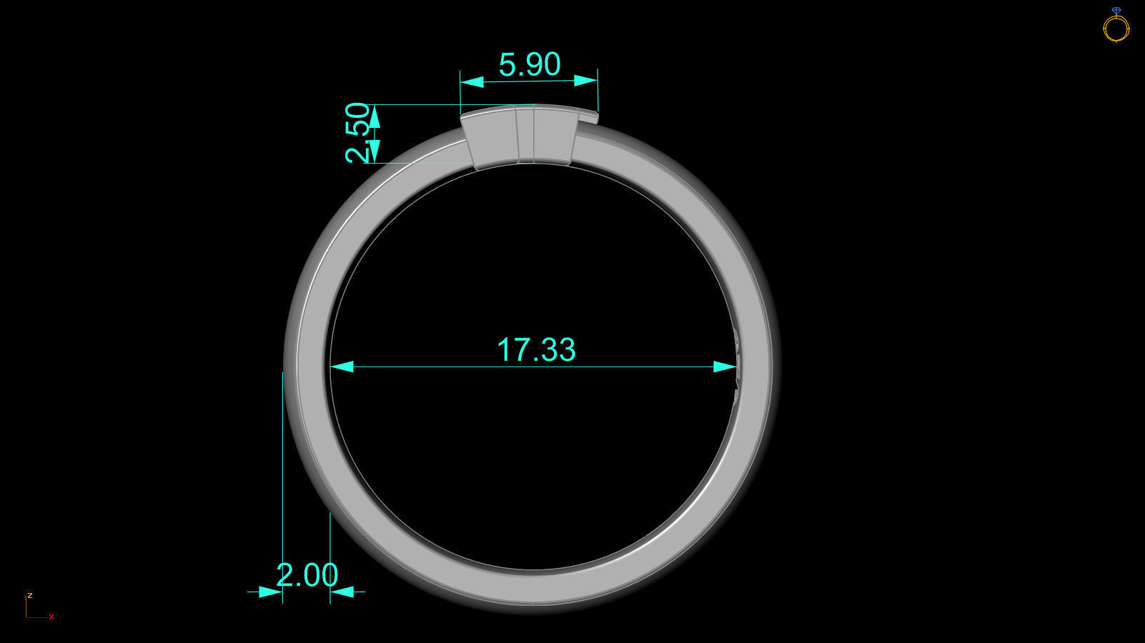 Alphabet ring letter F 3D print model_3