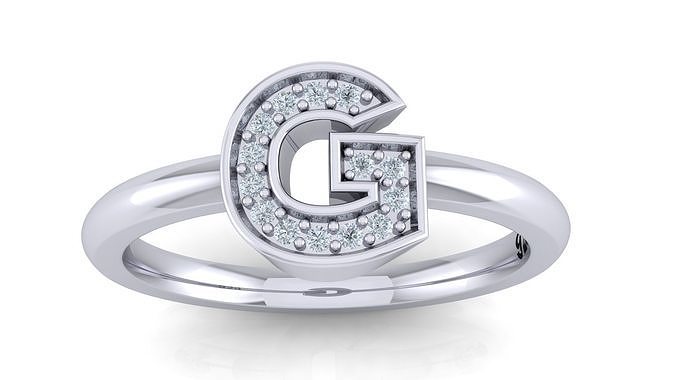Alphabet ring letter G 3D print model