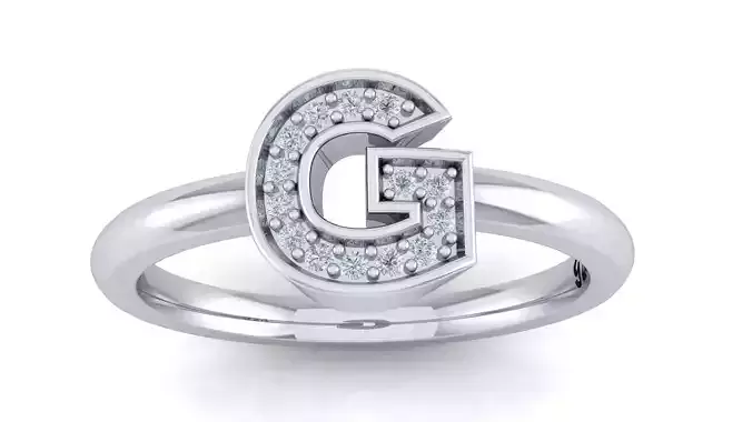 Alphabet ring letter G 3D print model