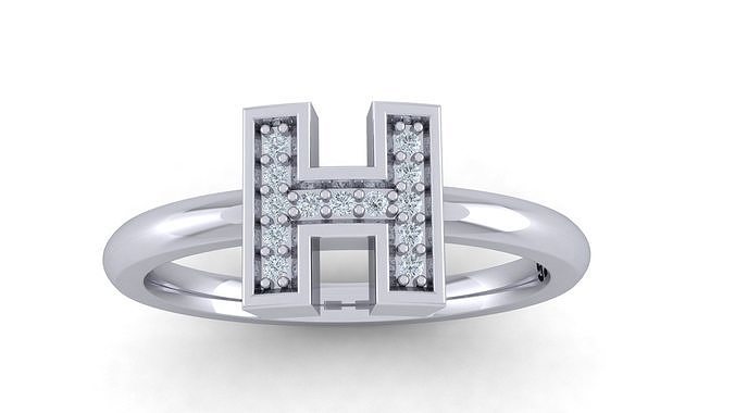 Alphabet ring letter H 3D print model