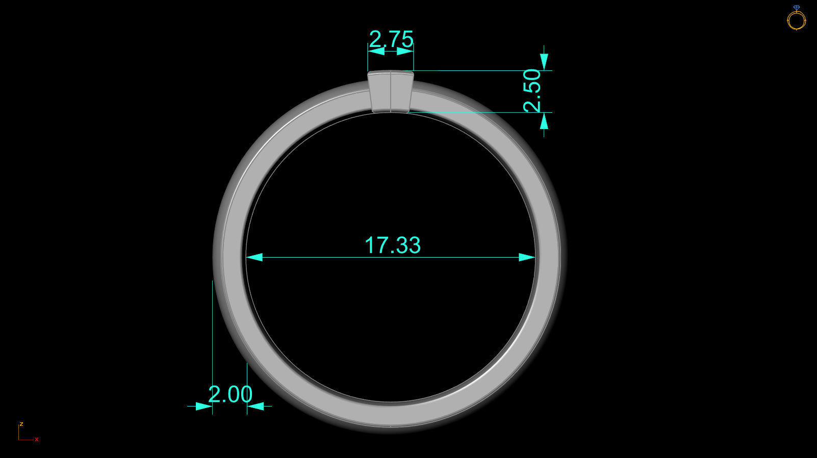 Alphabet ring letter I 3D print model_3