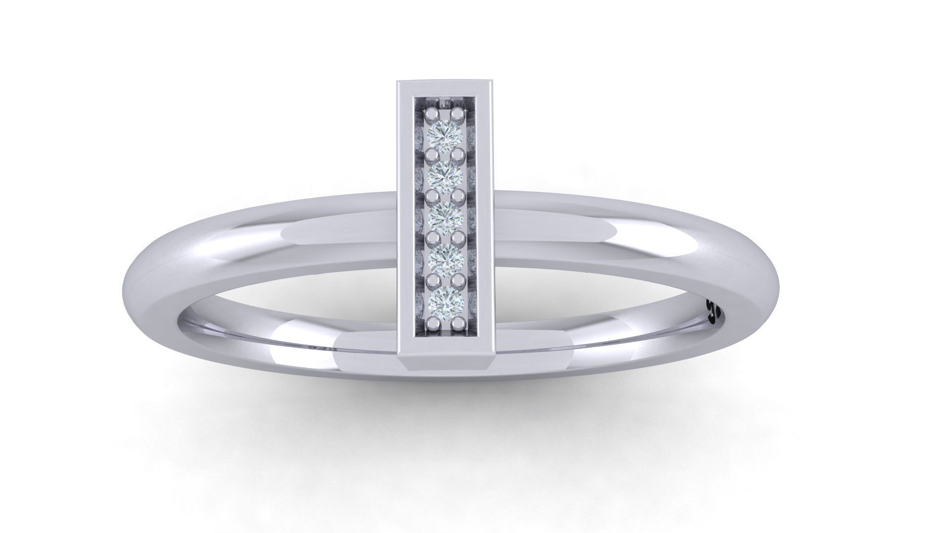 Alphabet ring letter I 3D print model_1