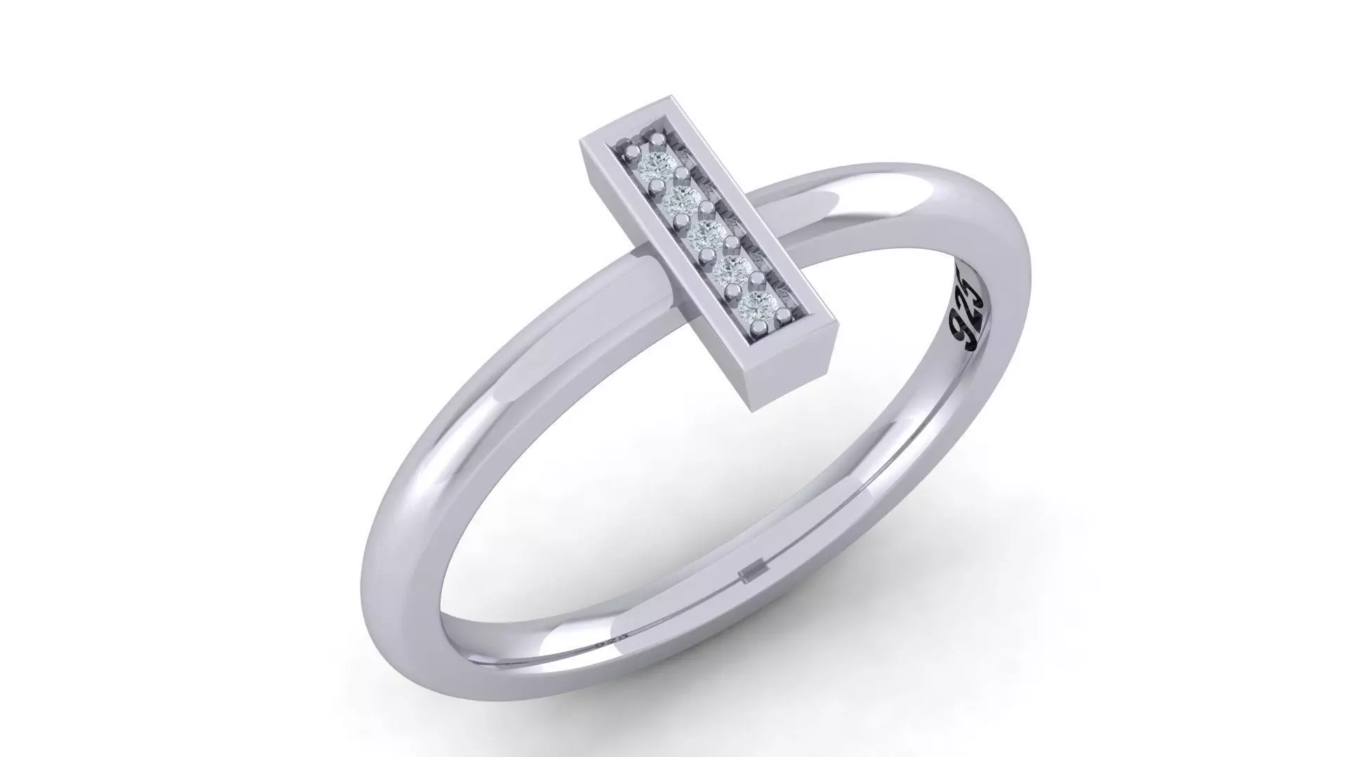 Alphabet ring letter I 3D print model_0