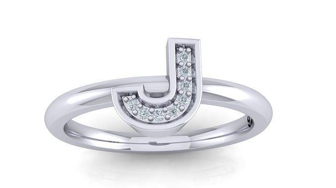 Alphabet ring letter J 3D print model