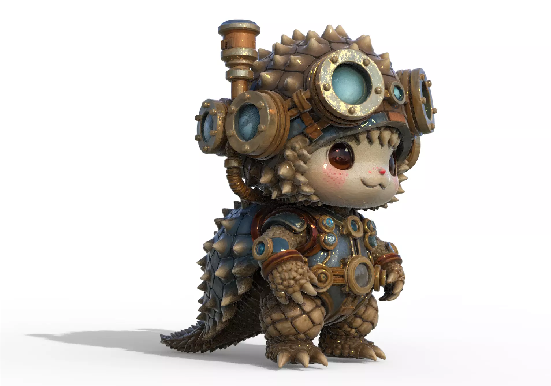 Steampunk Hedgehog Explorer 3D model_0