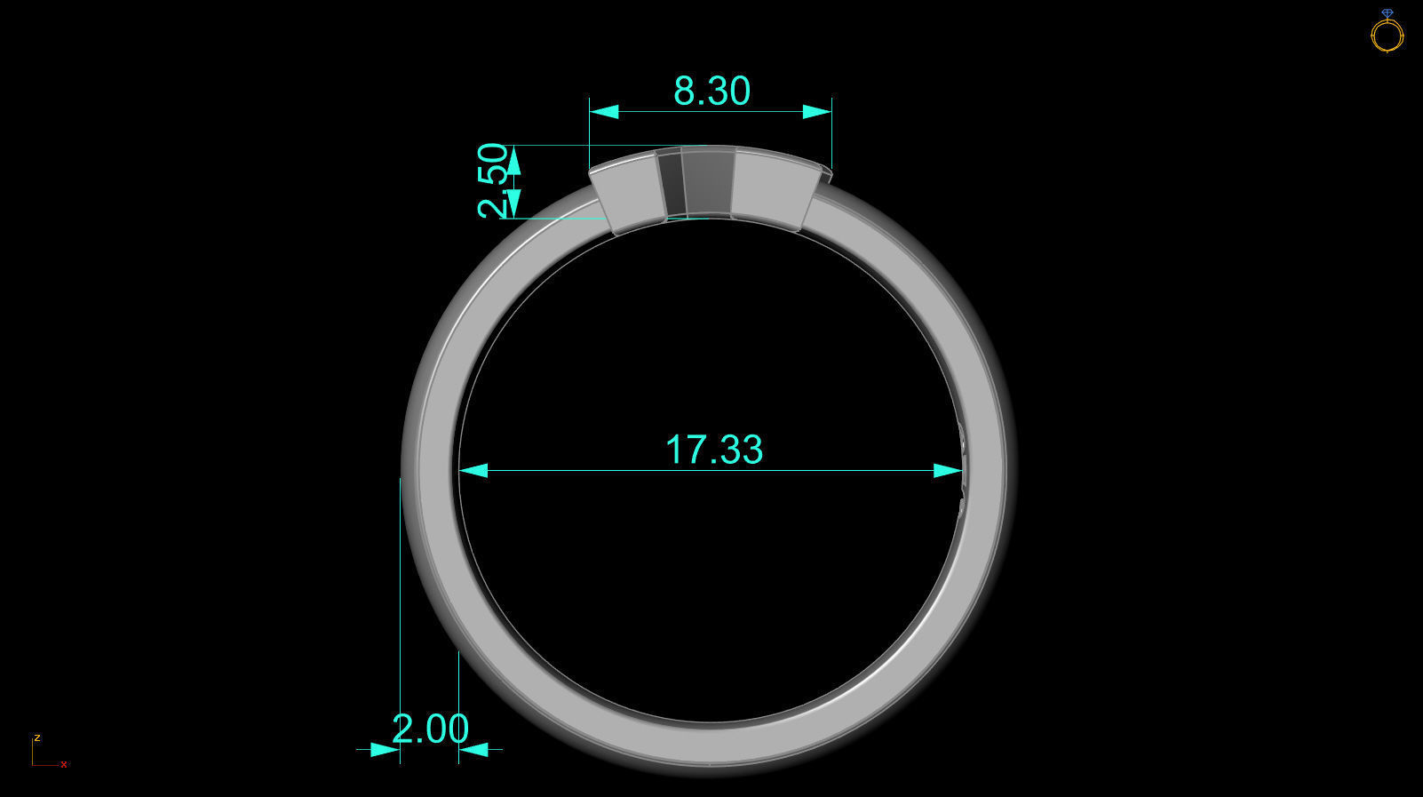 Alphabet ring letter K 3D print model_3