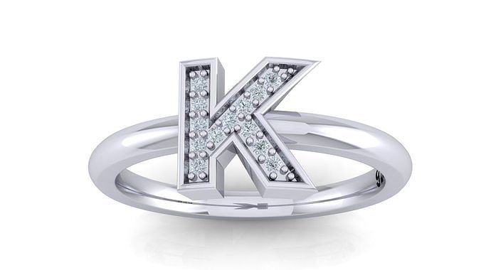 Alphabet ring letter K 3D print model