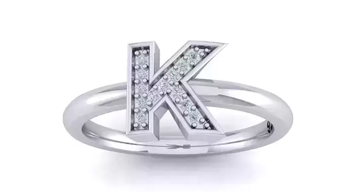 Alphabet ring letter K 3D print model