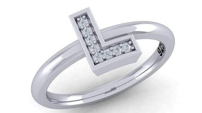 Alphabet ring letter L 3D print model