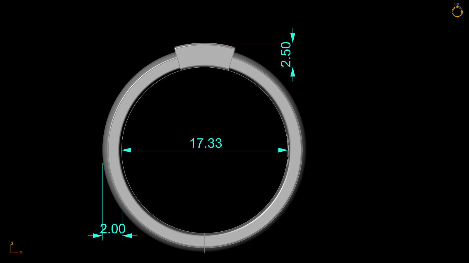 Alphabet ring letter L 3D print model_3