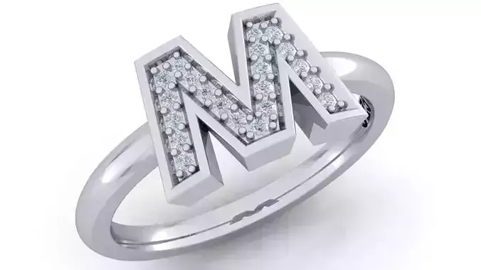Alphabet ring letter M 3D print model