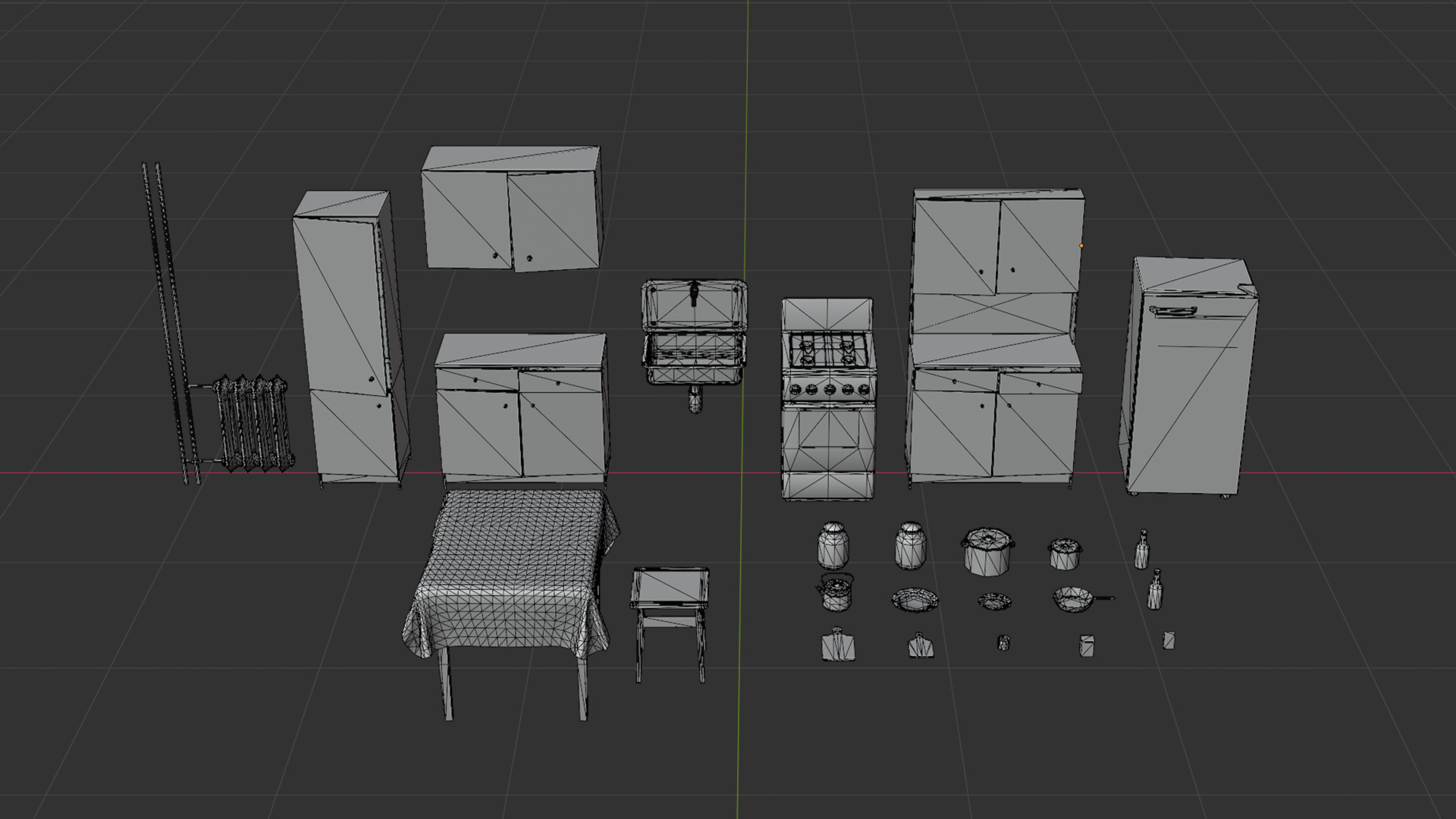 Abandoned Kitchen Furniture Pack - 25 Ruined Game-Ready Props Low-poly 3D model_2