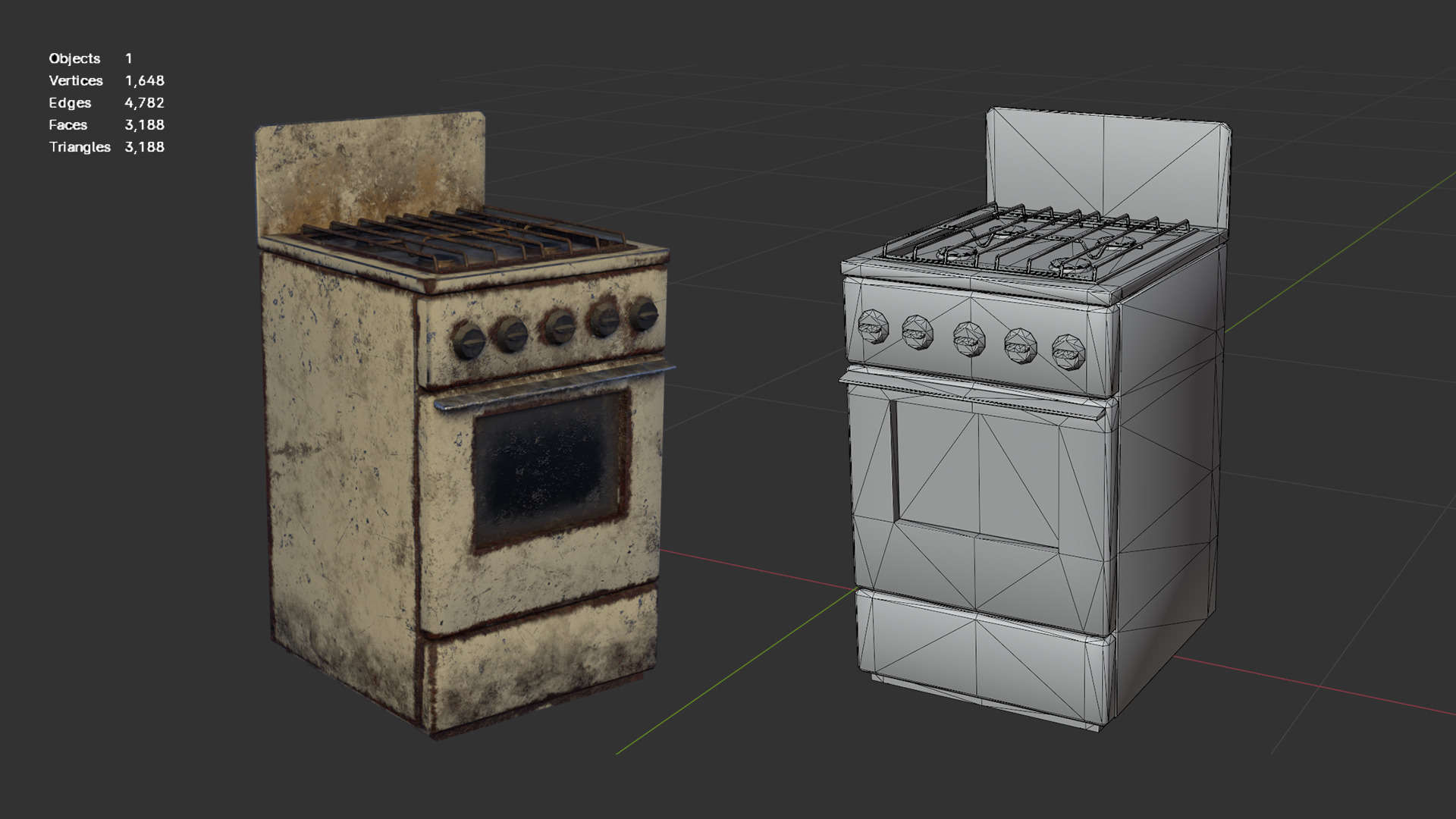 Abandoned Kitchen Furniture Pack - 25 Ruined Game-Ready Props Low-poly 3D model_6