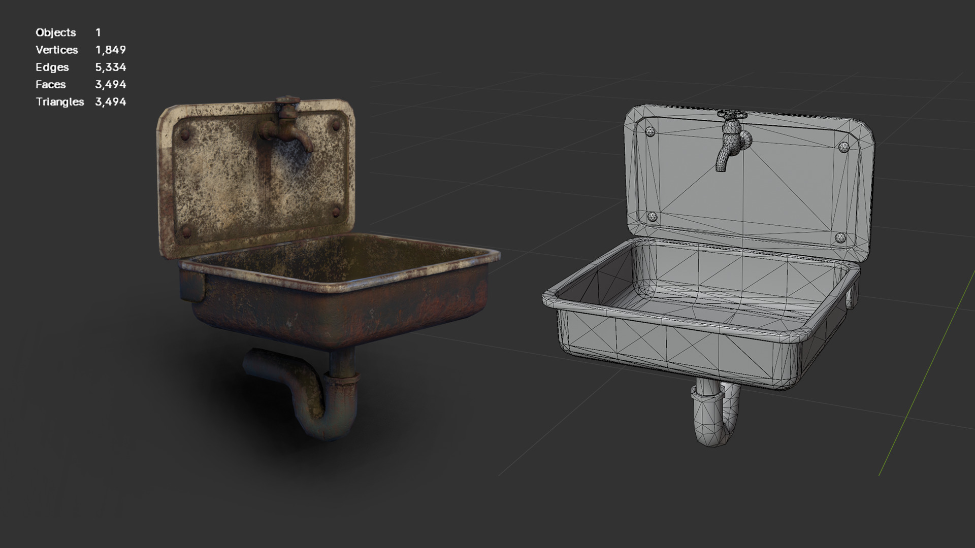Abandoned Kitchen Furniture Pack - 25 Ruined Game-Ready Props Low-poly 3D model_3