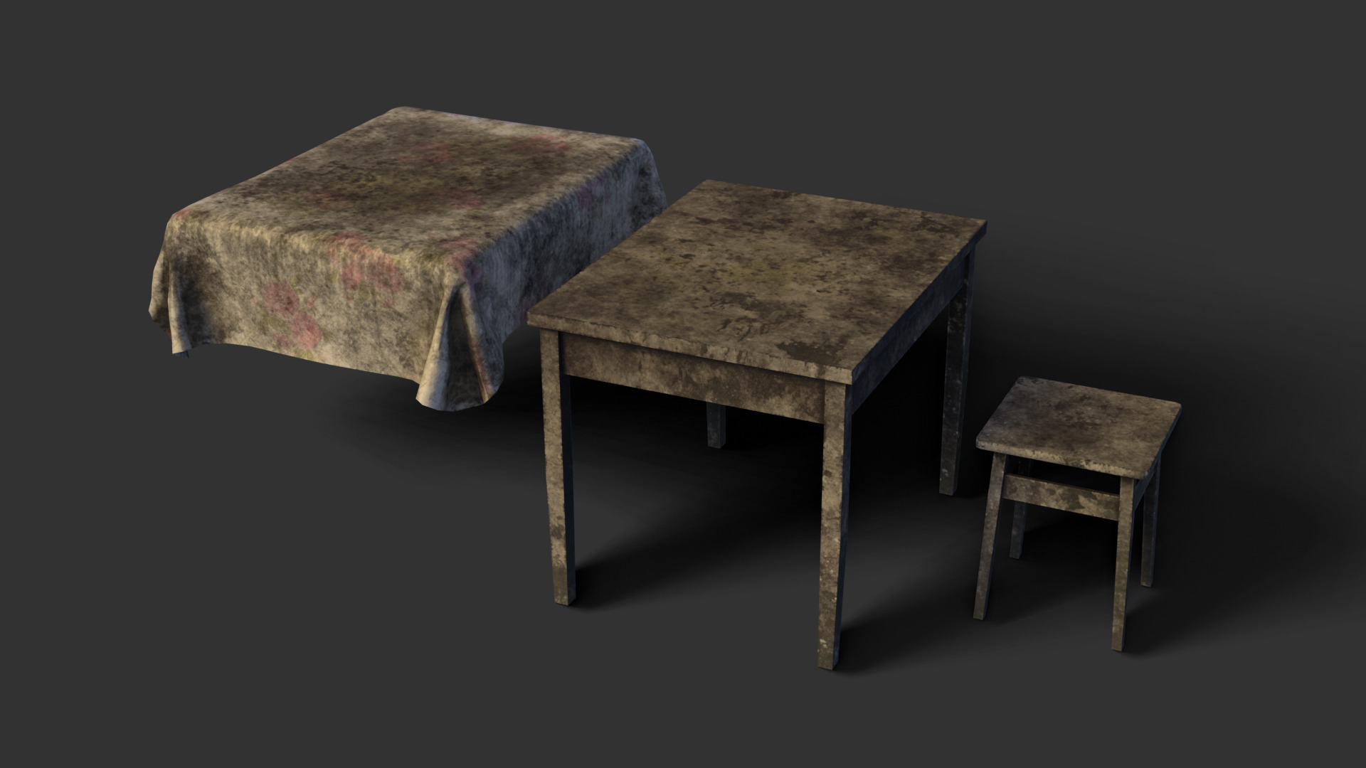 Abandoned Kitchen Furniture Pack - 25 Ruined Game-Ready Props Low-poly 3D model_9