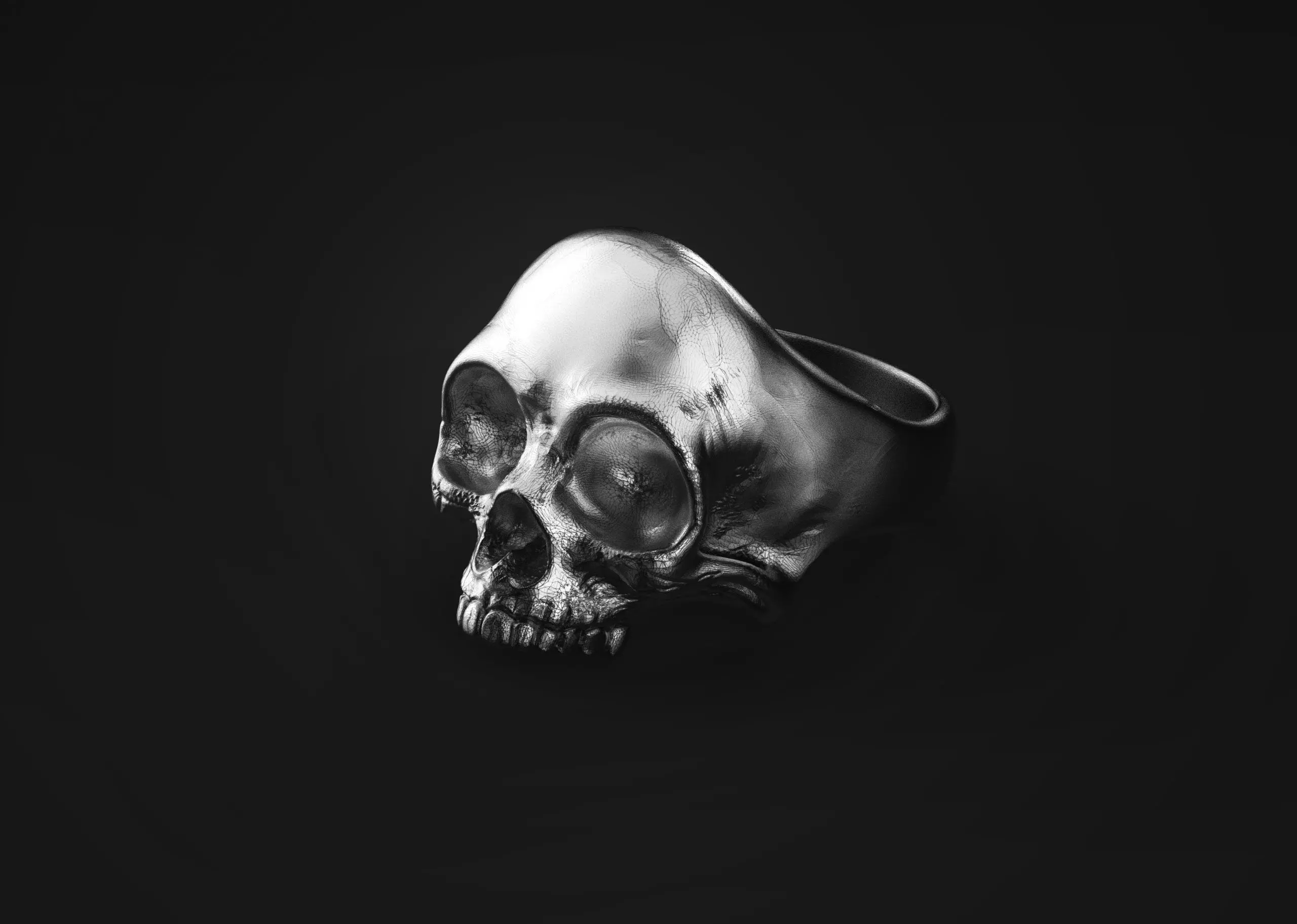 Skull Silver Ring Free 3D print model_0