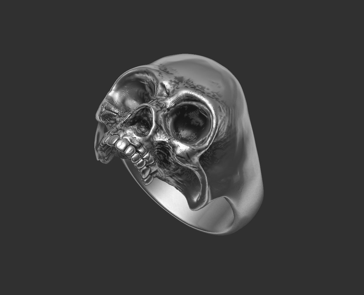 Skull Silver Ring Free 3D print model_5
