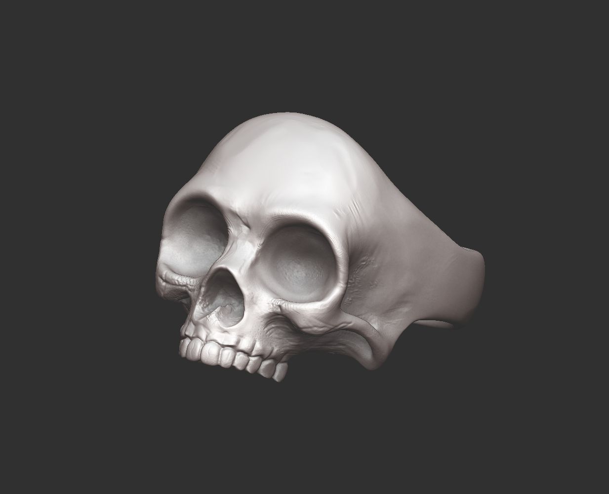Skull Silver Ring Free 3D print model_1