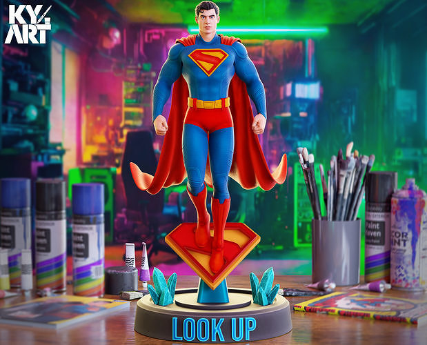 Superman 2025 3D Printable Fan Art Statue   Look Up 3D print model