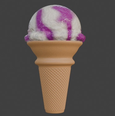 Strawberry Swirl Ice Cream Cone Low-poly 3D model_1