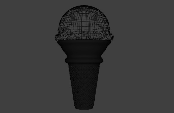 Strawberry Swirl Ice Cream Cone Low-poly 3D model_2