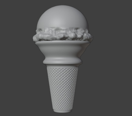 Strawberry Swirl Ice Cream Cone Low-poly 3D model_3