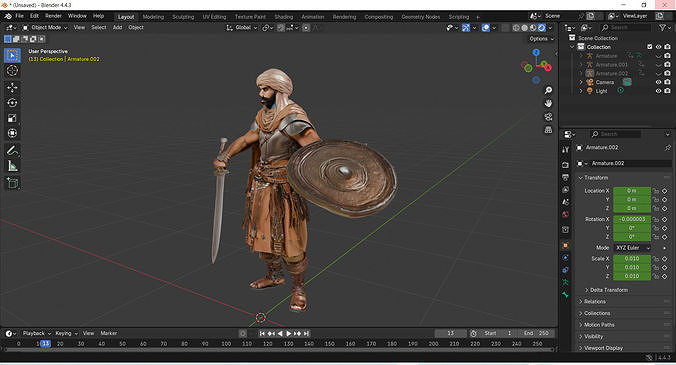 Realistic Arabian Desert Warrior 3D Model  Rigged  Game Ready   3D model