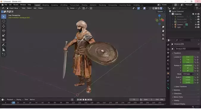 Realistic Arabian Desert Warrior 3D Model  Rigged  Game Ready   3D model