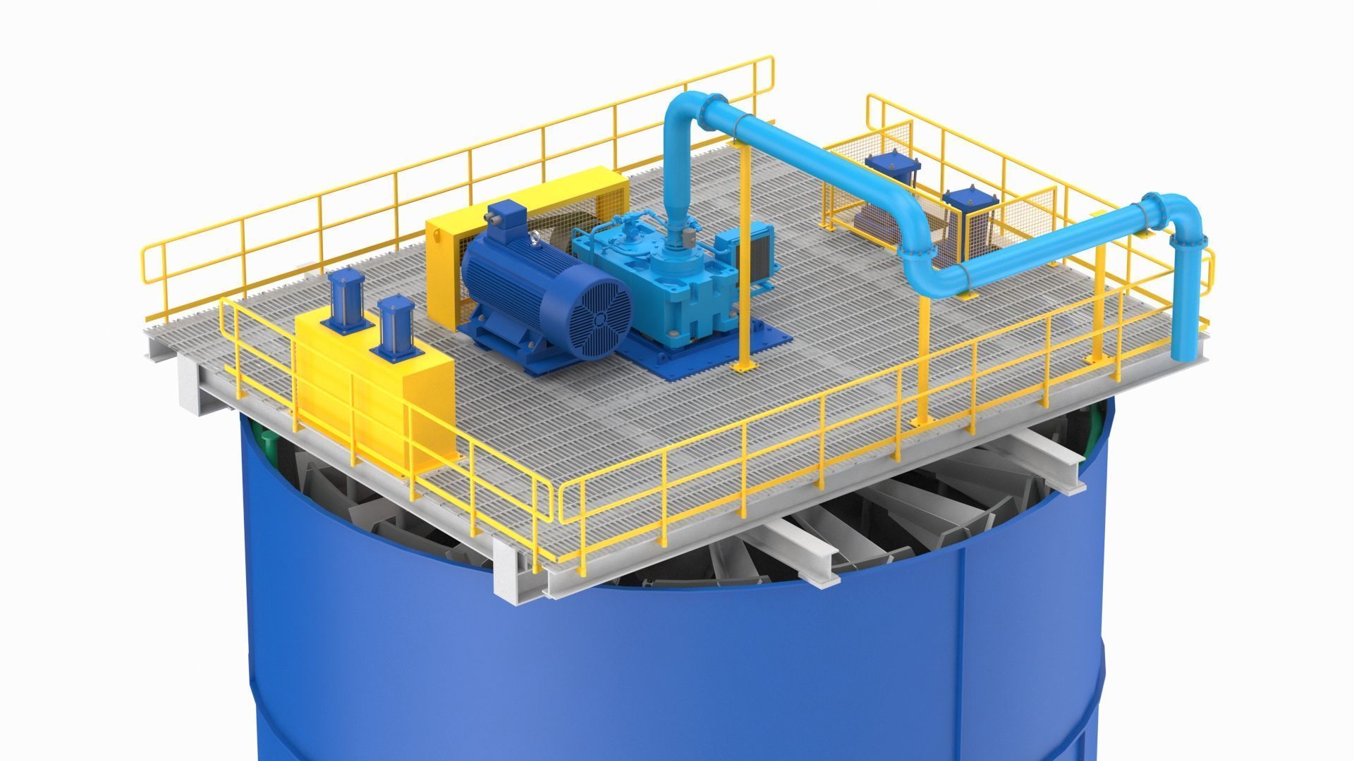 Flotation Cell Low-poly 3D model_16