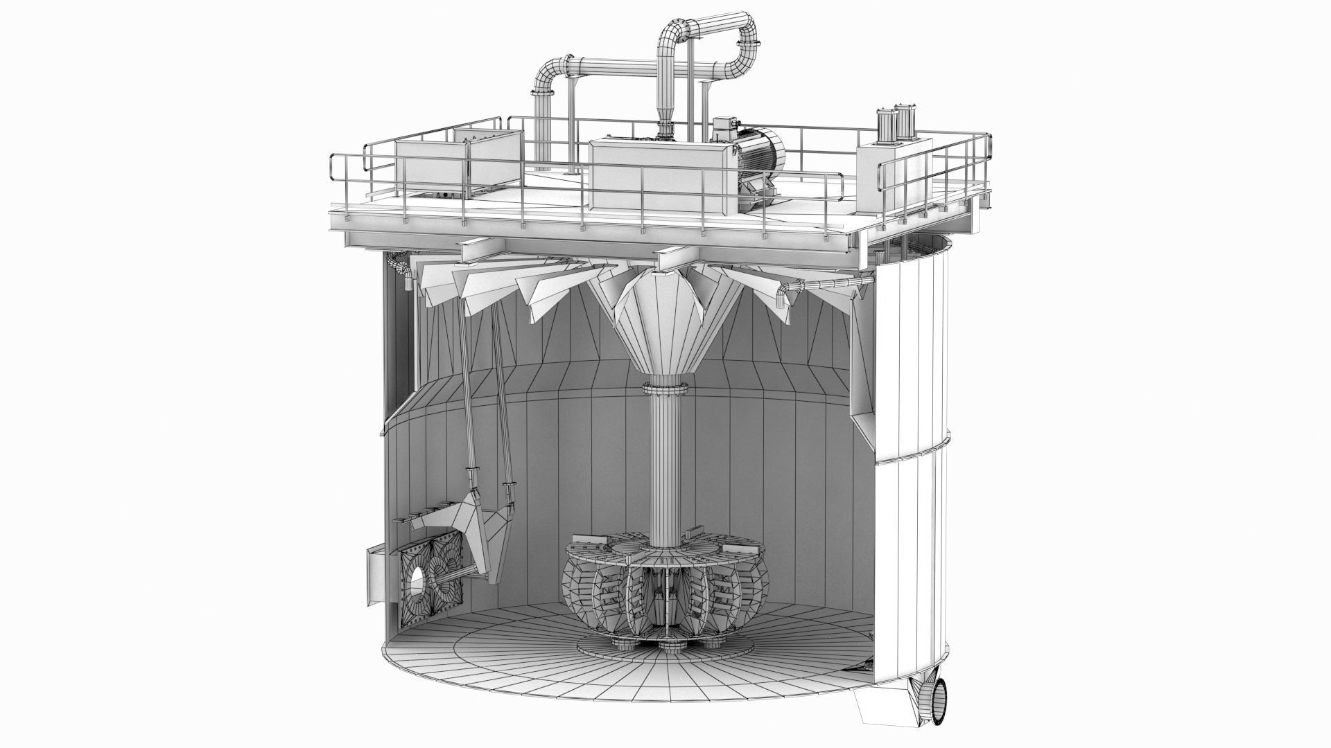 Flotation Cell Low-poly 3D model_11