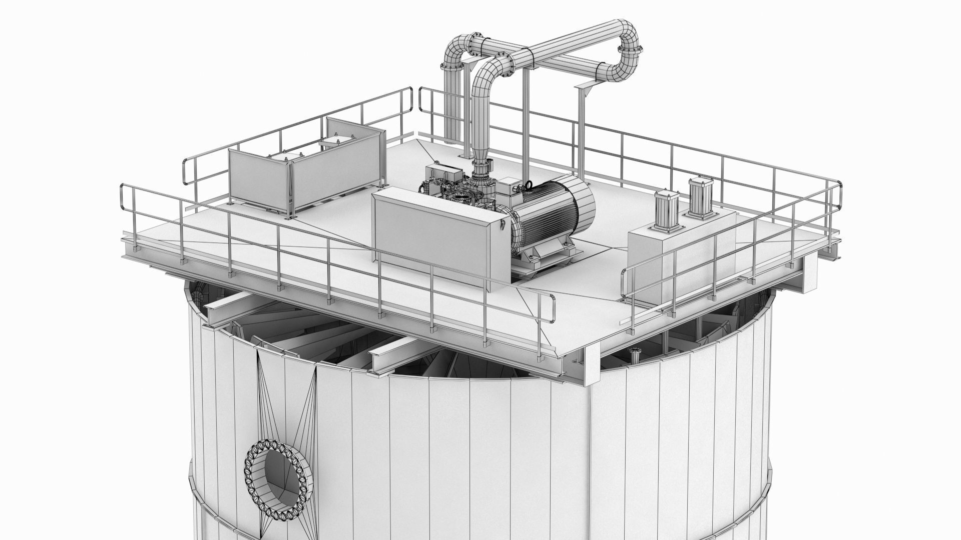 Flotation Cell Low-poly 3D model_8