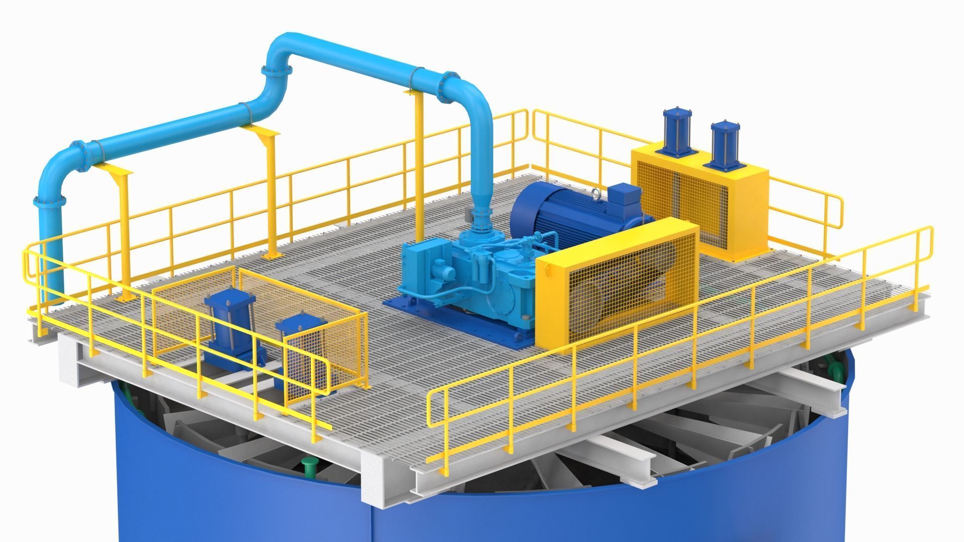 Flotation Cell Low-poly 3D model_5