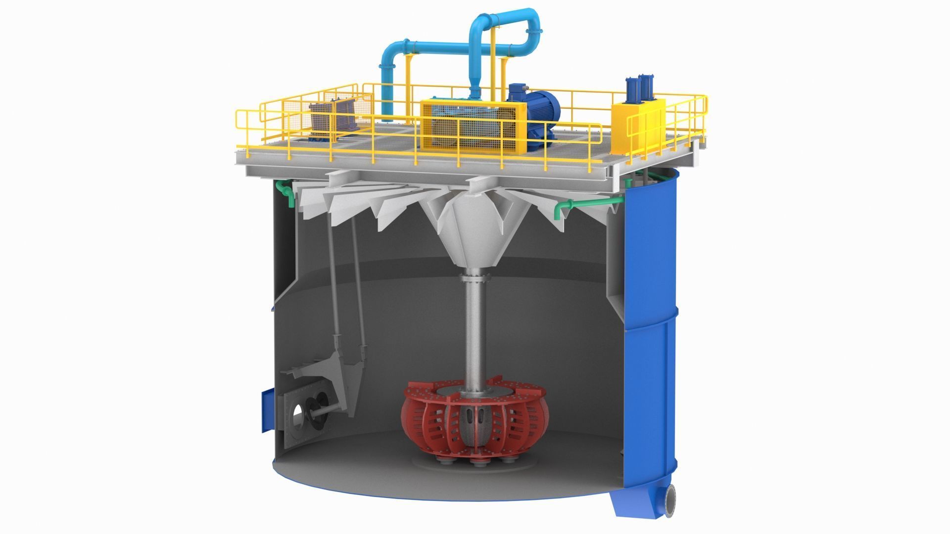 Flotation Cell Low-poly 3D model_3