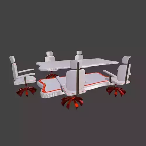 White And Red Futuristic Conference Chair Set 2K