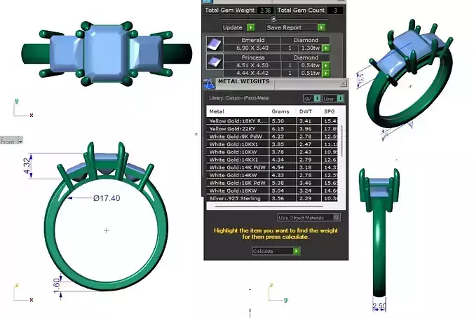 custom three stone engagement ring for her