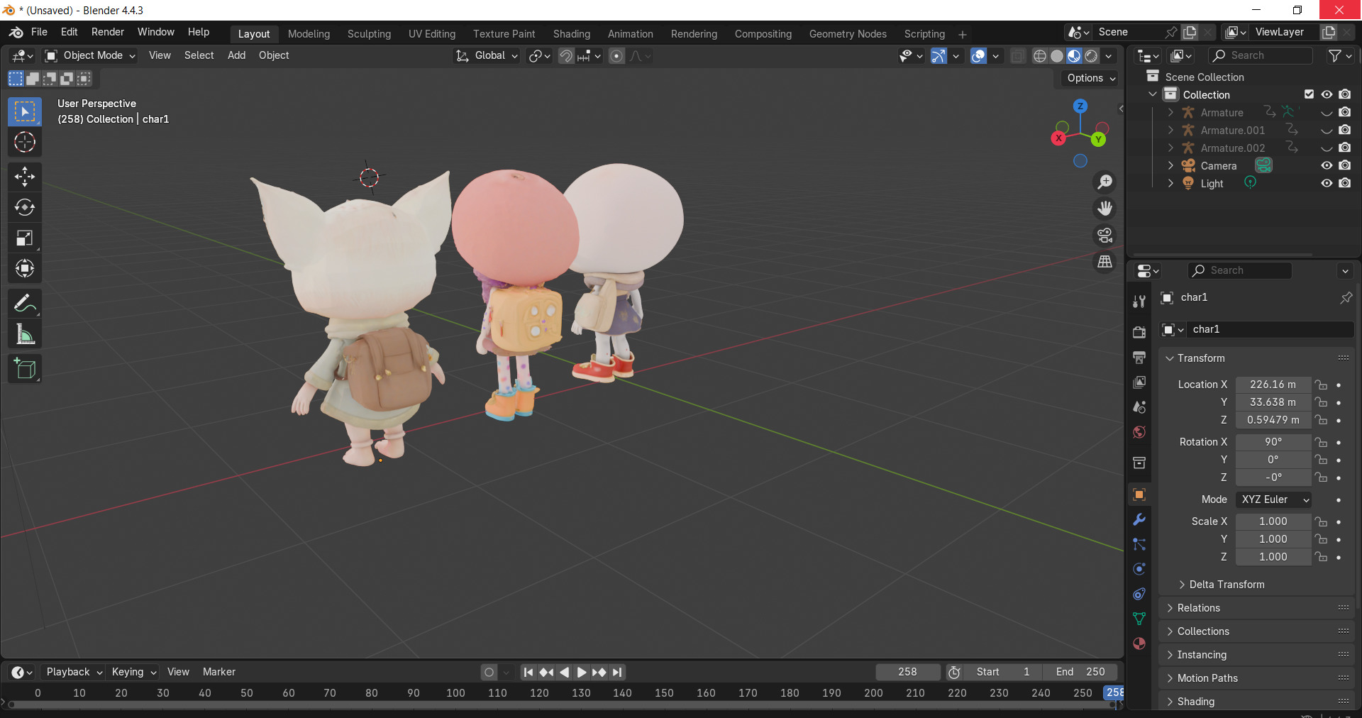 Fantasy Girl Character Pack Bundle of 3 Stylized 3D Characters 3D model_2