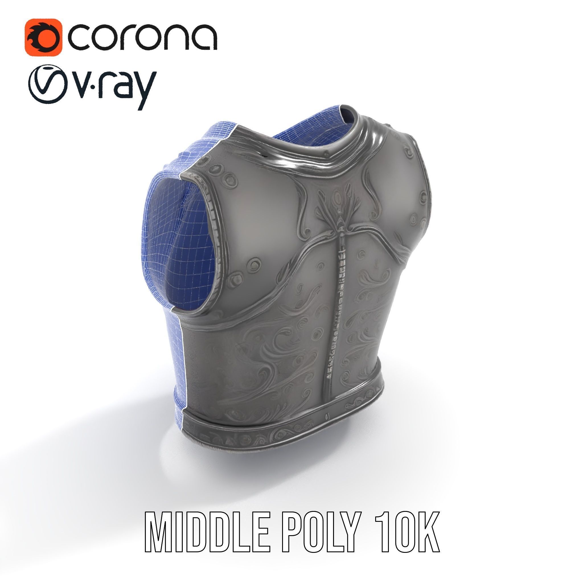 Intricately Engraved Black Armor model pack Low-poly 3D model_13