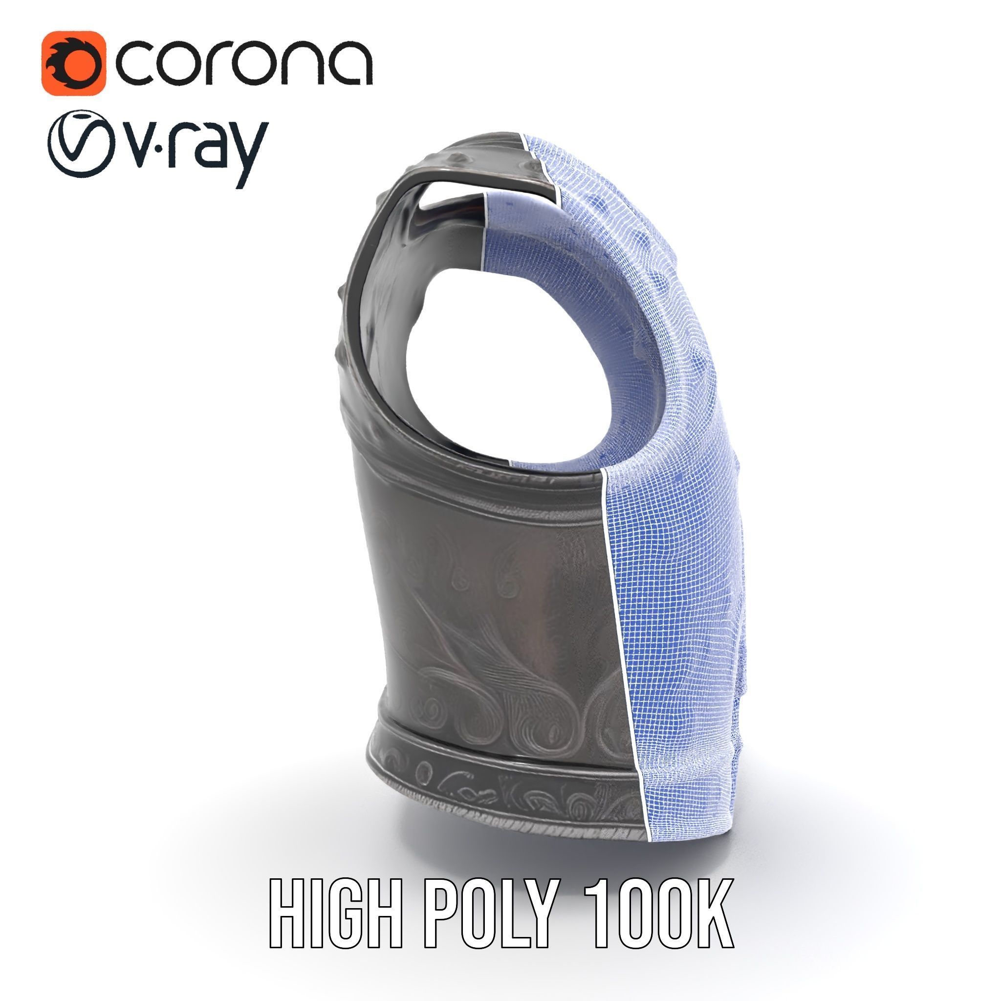 Intricately Engraved Black Armor model pack Low-poly 3D model_34