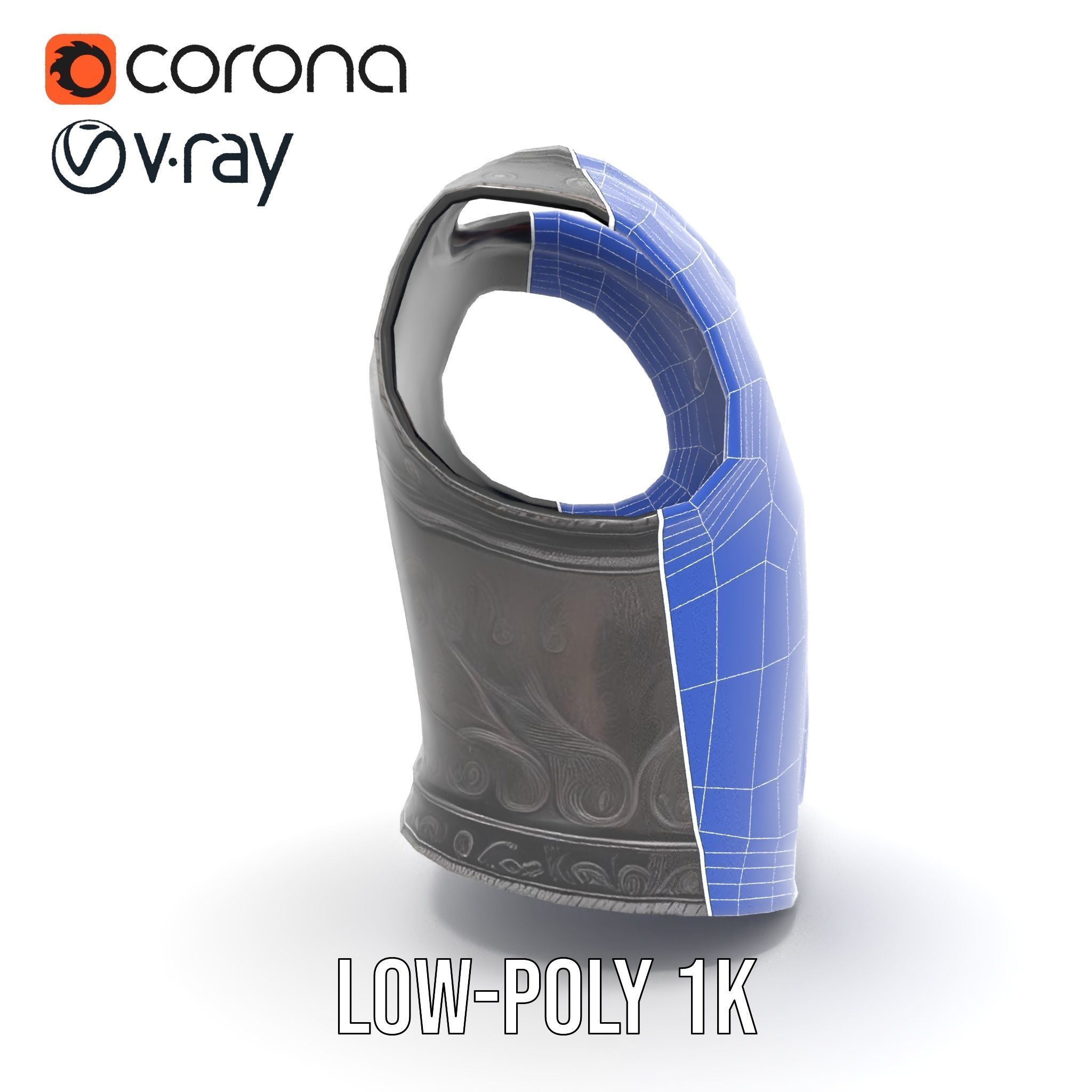 Intricately Engraved Black Armor model pack Low-poly 3D model_12