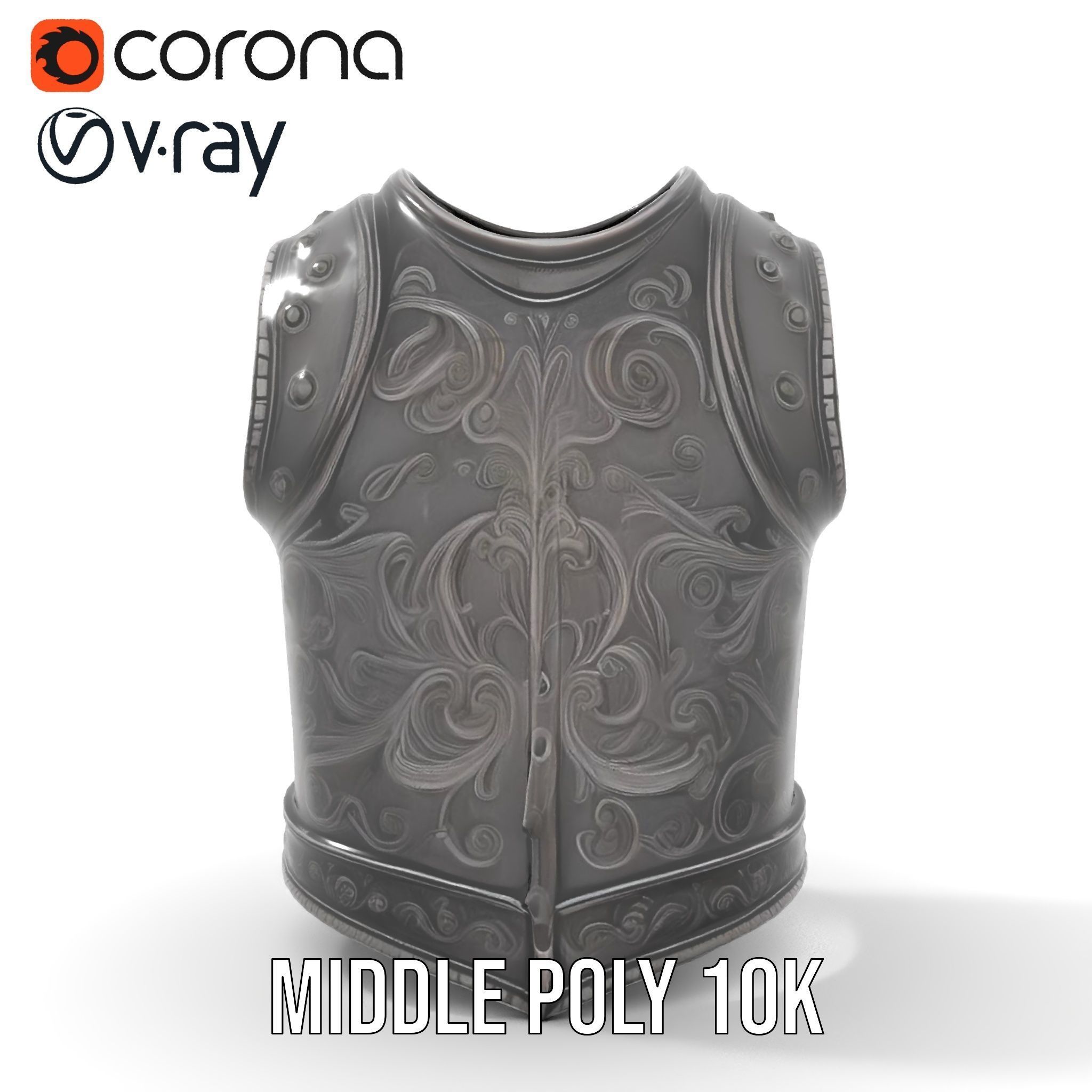 Intricately Engraved Black Armor model pack Low-poly 3D model_11