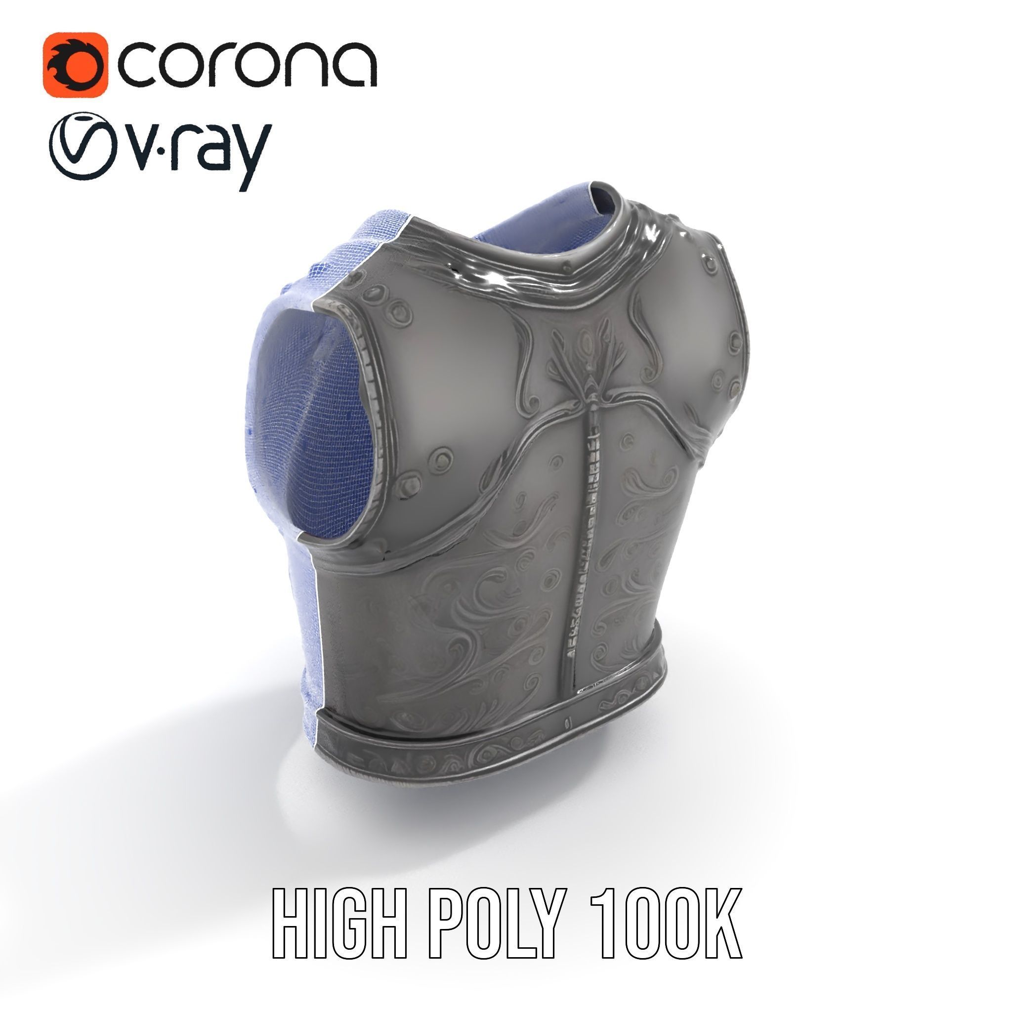 Intricately Engraved Black Armor model pack Low-poly 3D model_33