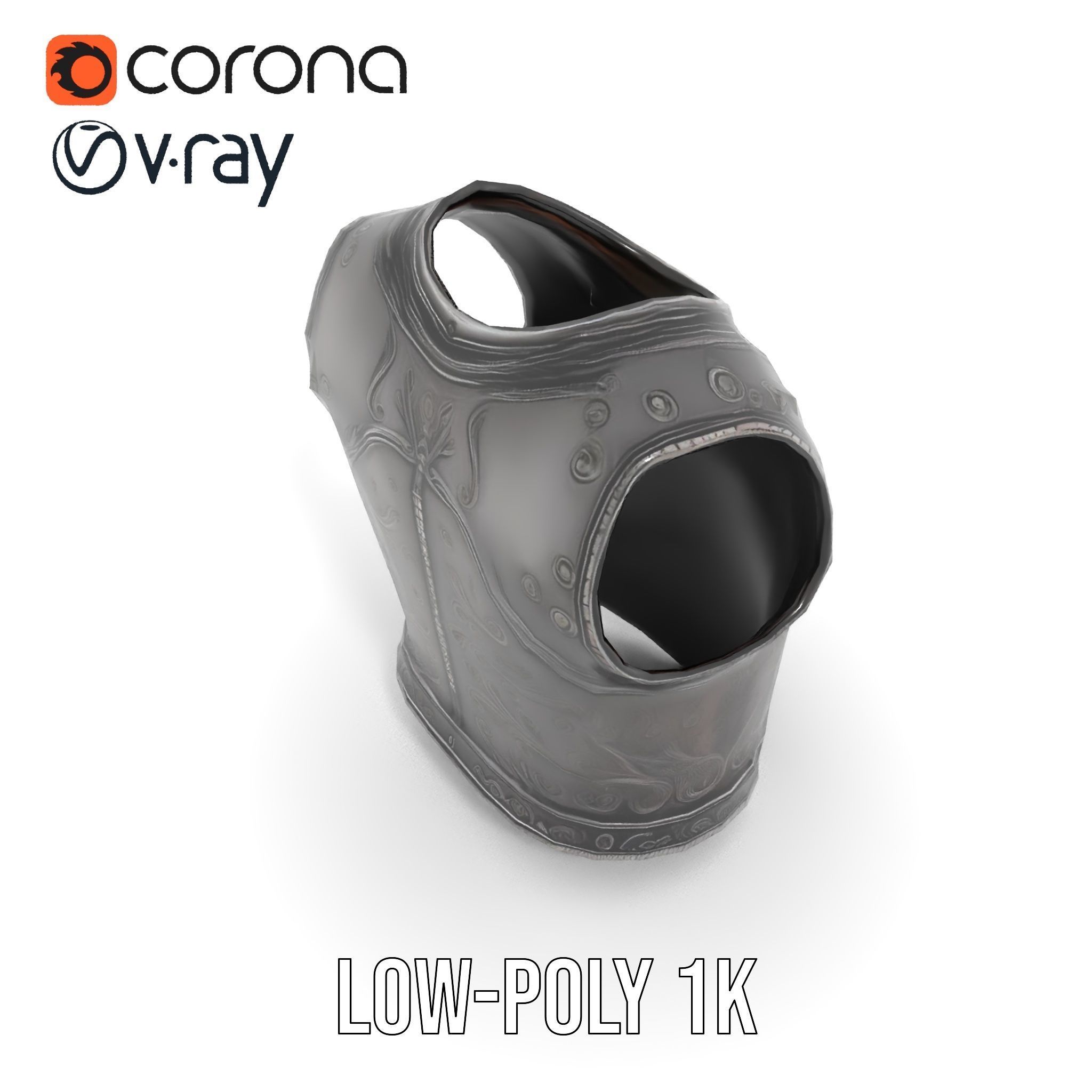 Intricately Engraved Black Armor model pack Low-poly 3D model_9