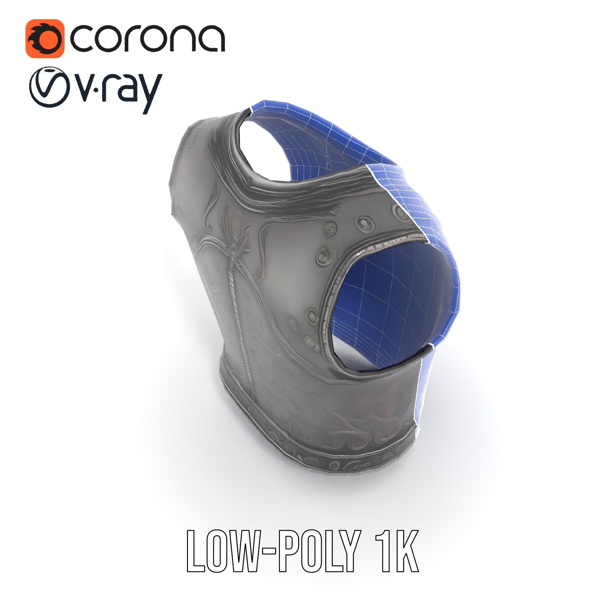 Intricately Engraved Black Armor model pack Low-poly 3D model_22