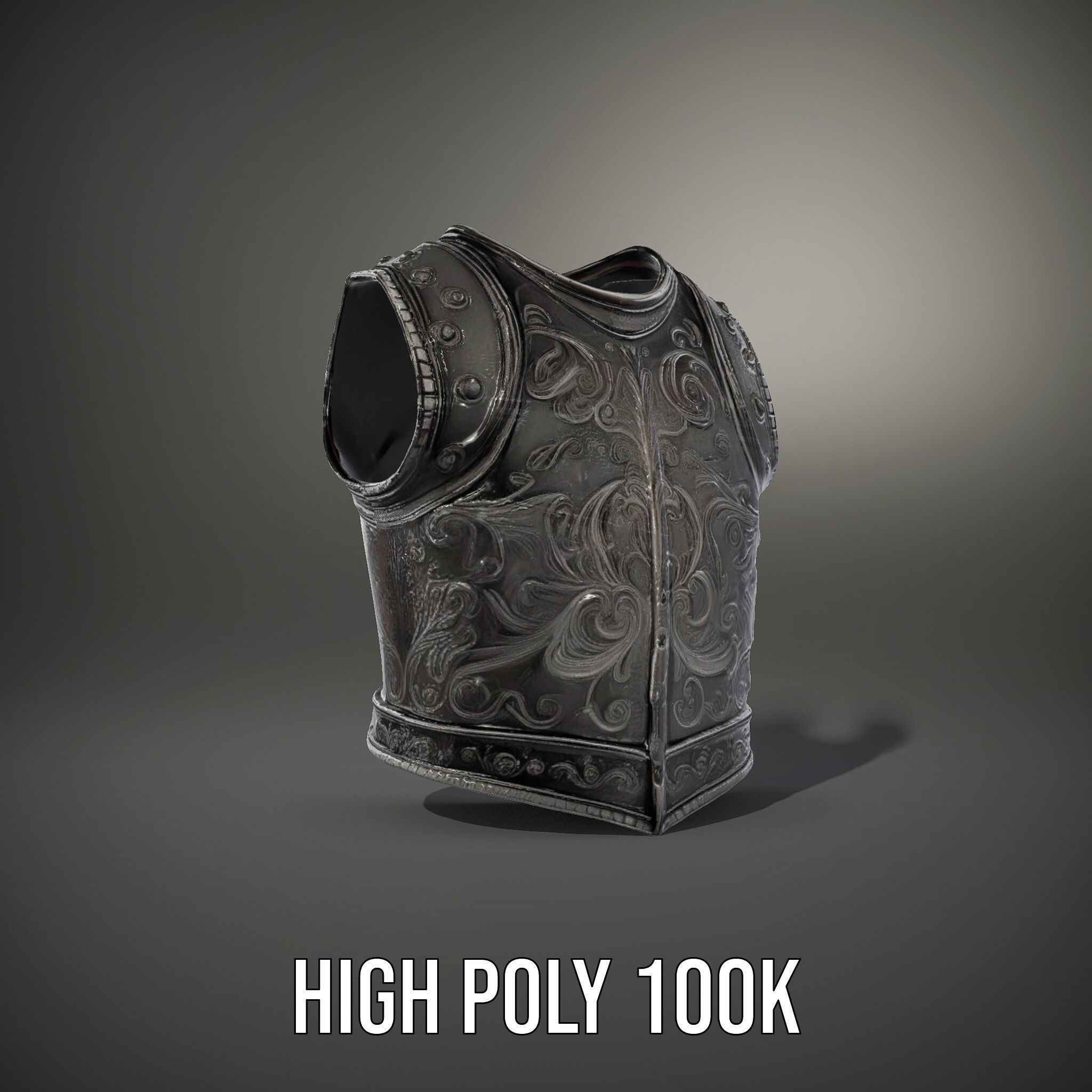 Intricately Engraved Black Armor model pack Low-poly 3D model_10