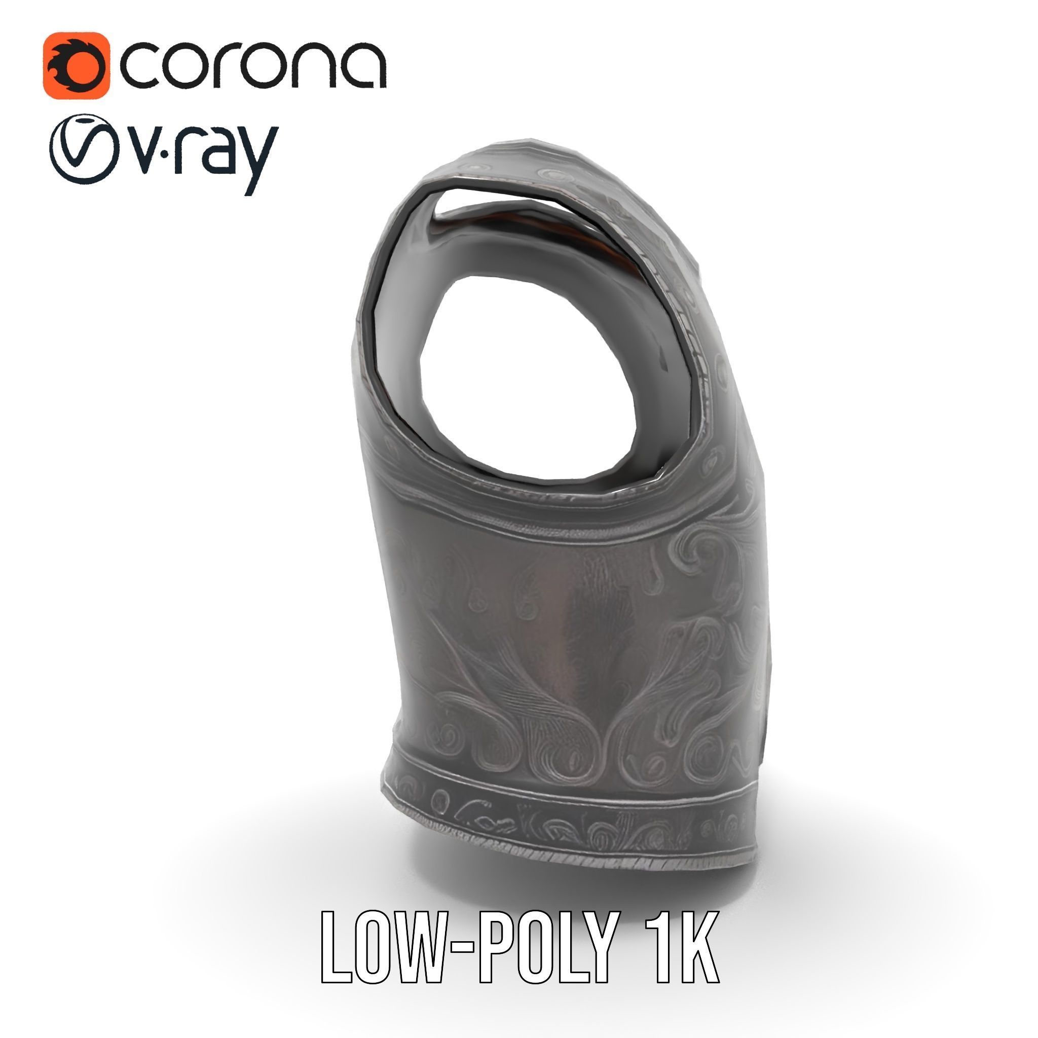 Intricately Engraved Black Armor model pack Low-poly 3D model_28