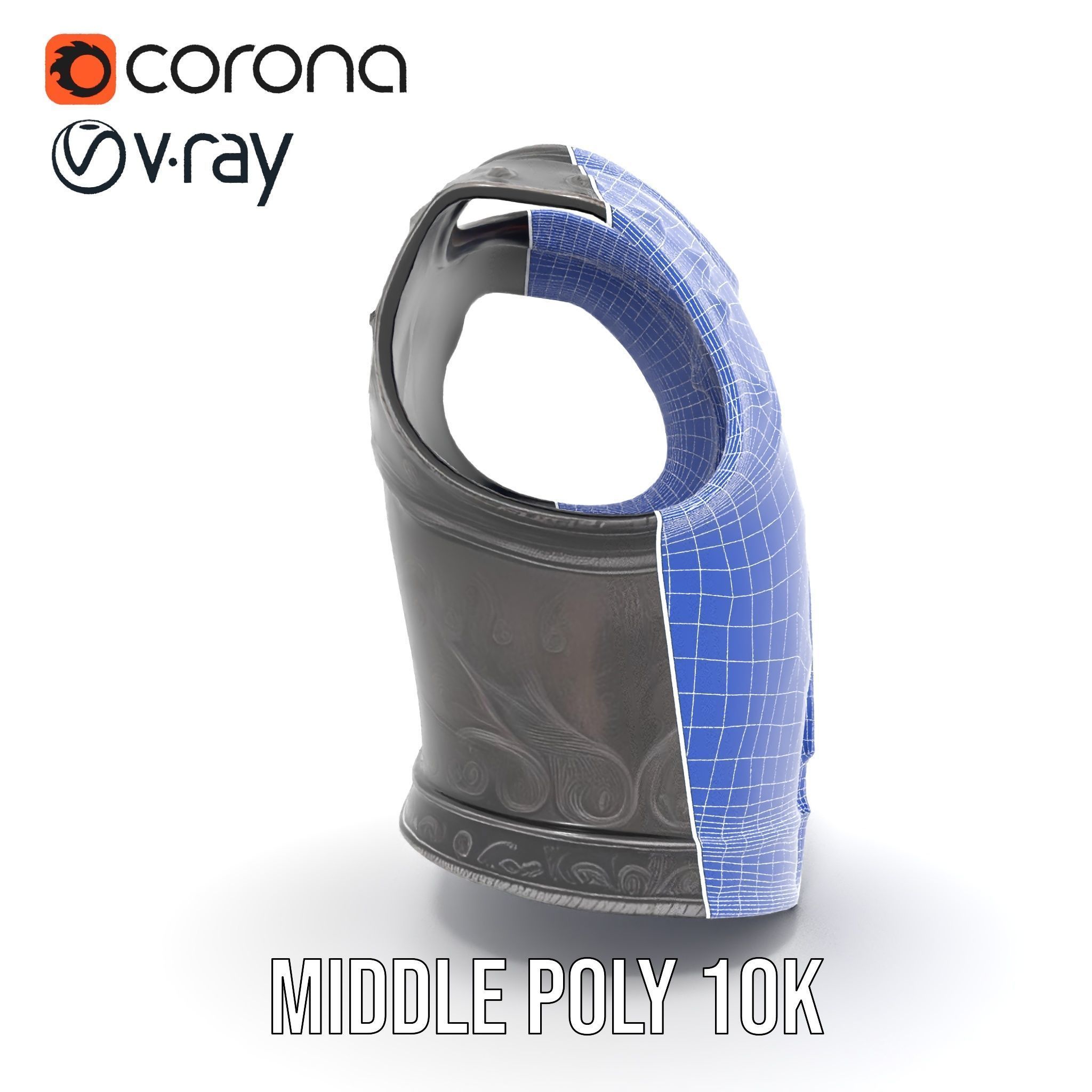 Intricately Engraved Black Armor model pack Low-poly 3D model_30