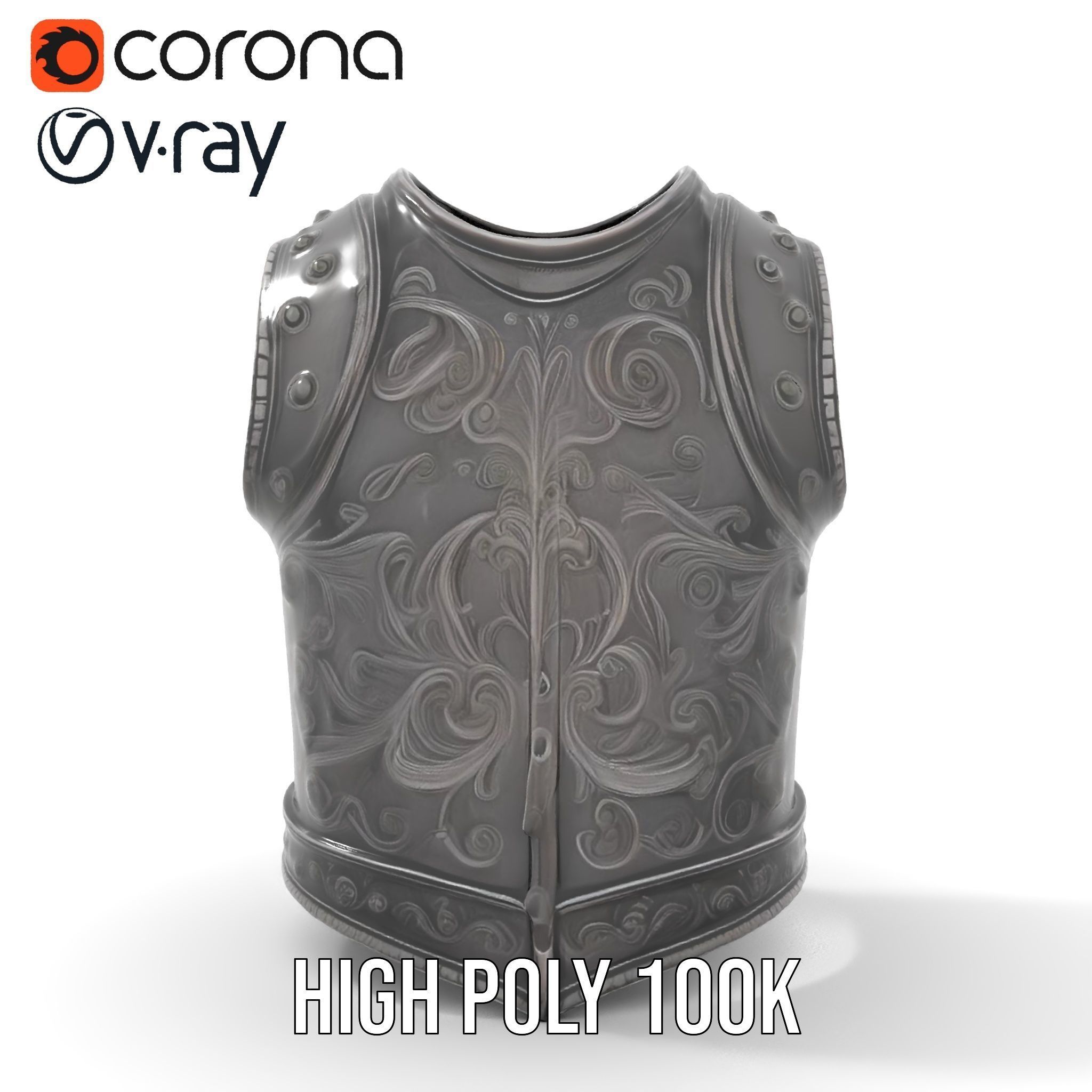 Intricately Engraved Black Armor model pack Low-poly 3D model_23
