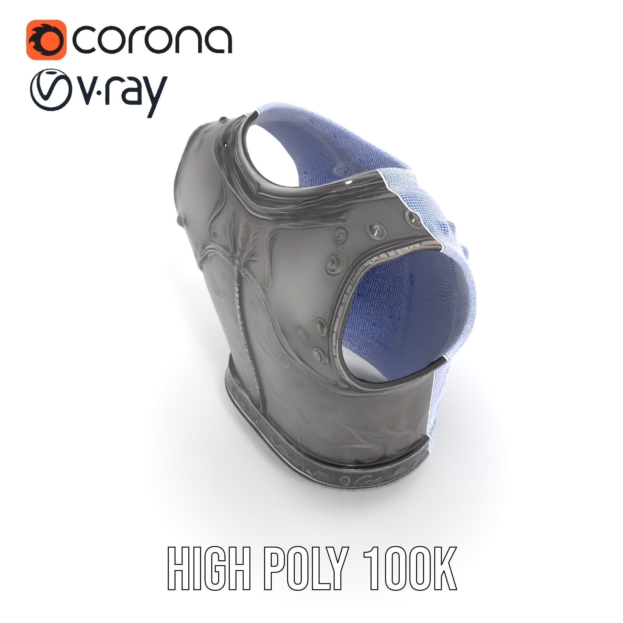 Intricately Engraved Black Armor model pack Low-poly 3D model_32