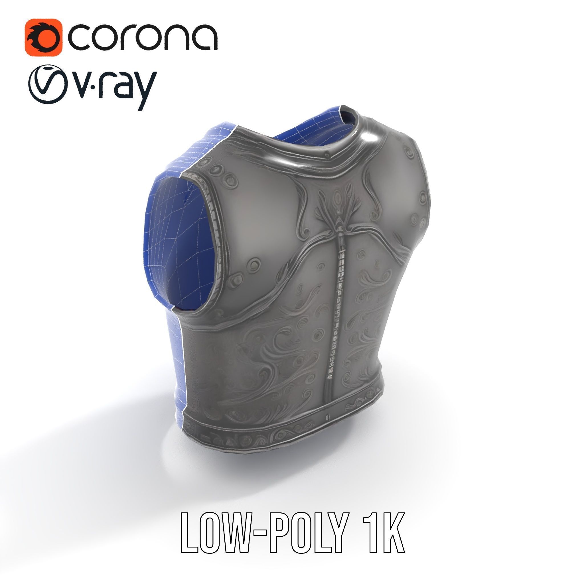 Intricately Engraved Black Armor model pack Low-poly 3D model_14