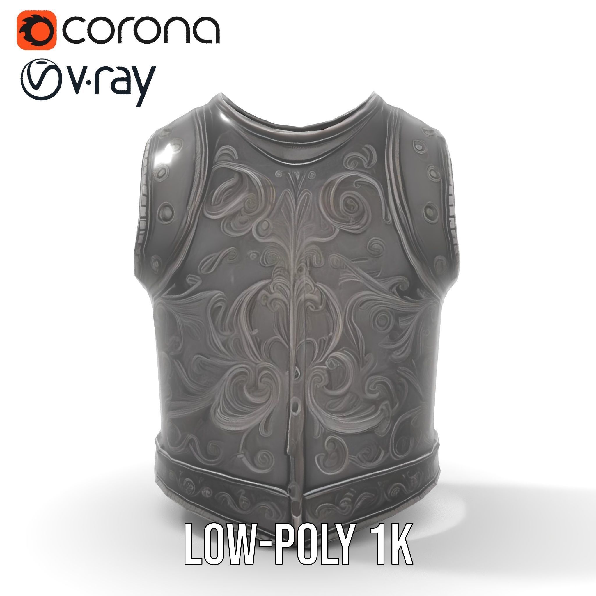 Intricately Engraved Black Armor model pack Low-poly 3D model_16